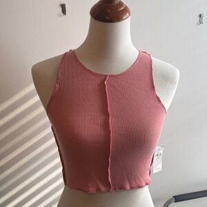 NWT American eagle pink /peach Ribbed Sleeveless Top